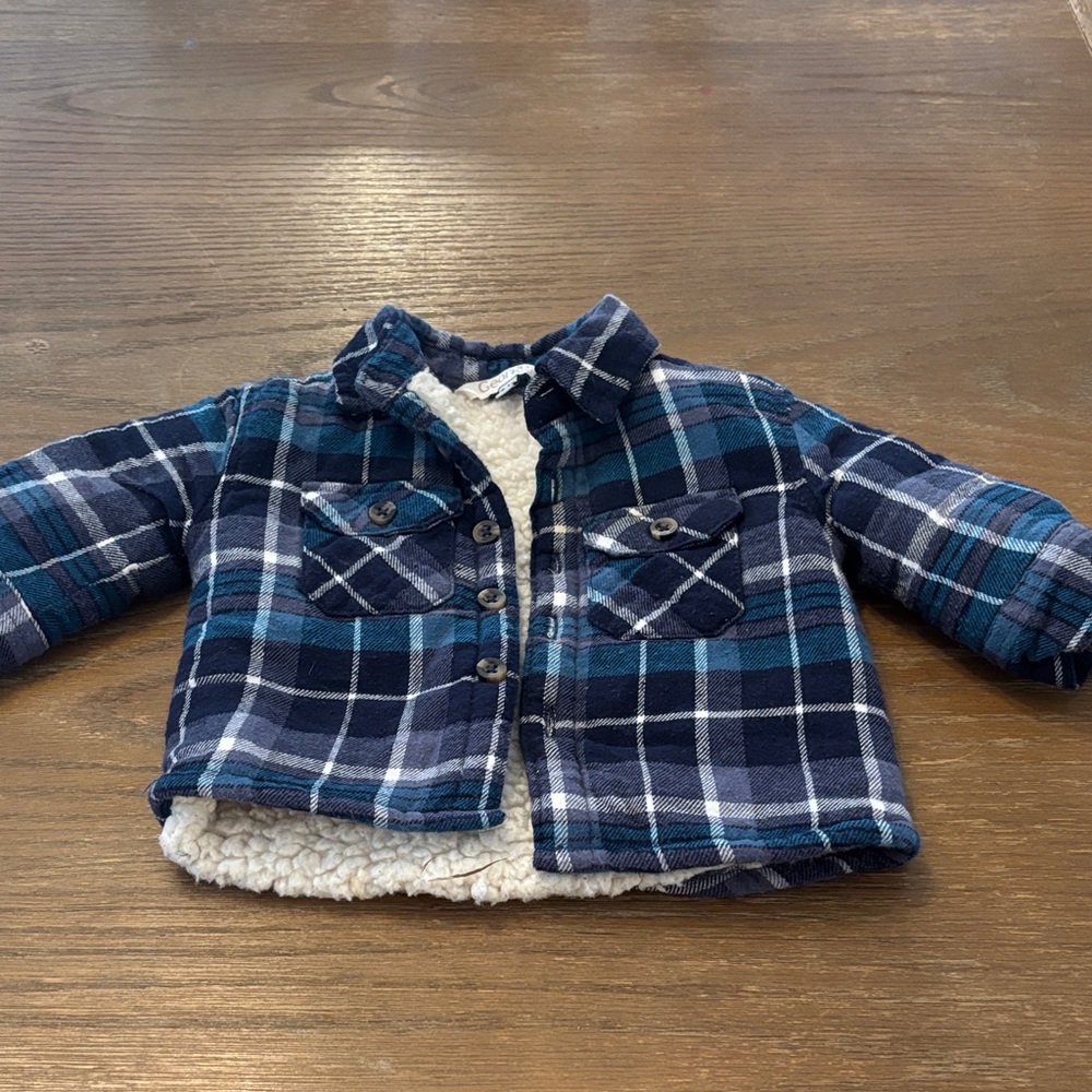 George Kids Blue Plaid Jean Jacket